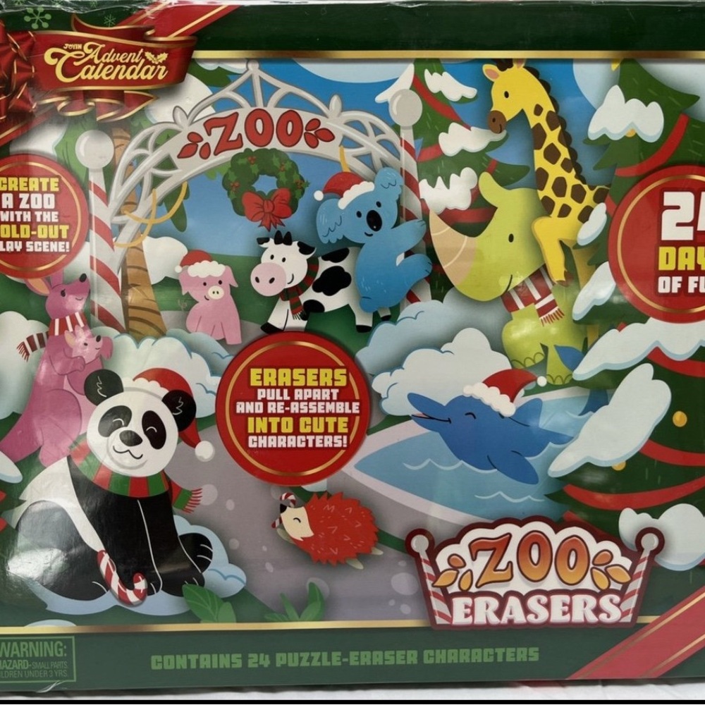 Christmas in July Zoo Erasers Set - Multicolor